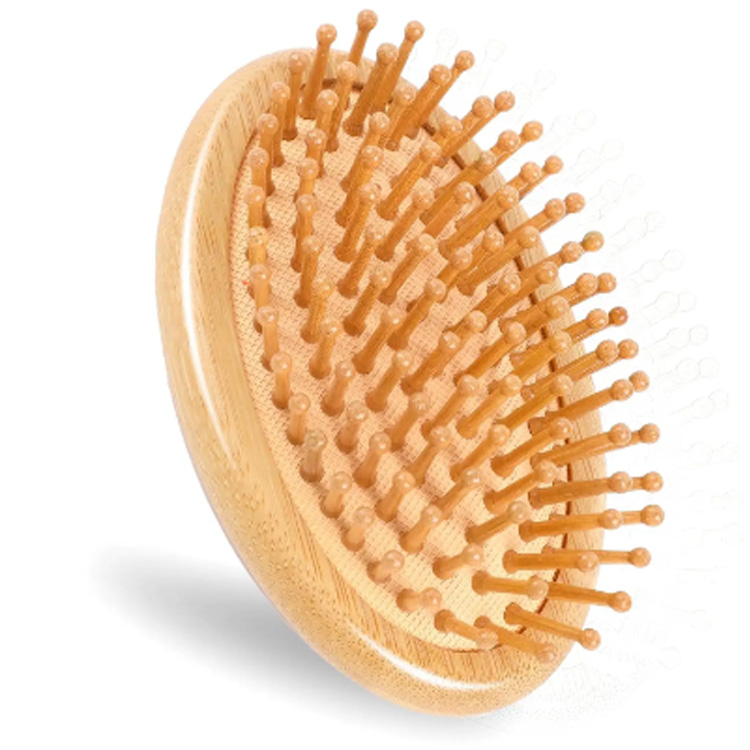 Bamboo massage bàn chải tóc mini di động bằng gỗ