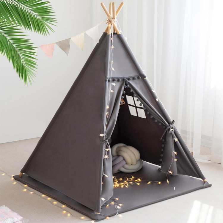 Nhà chơi bằng vải cotton Lều trẻ em Teepee dành cho trẻ em có thảm