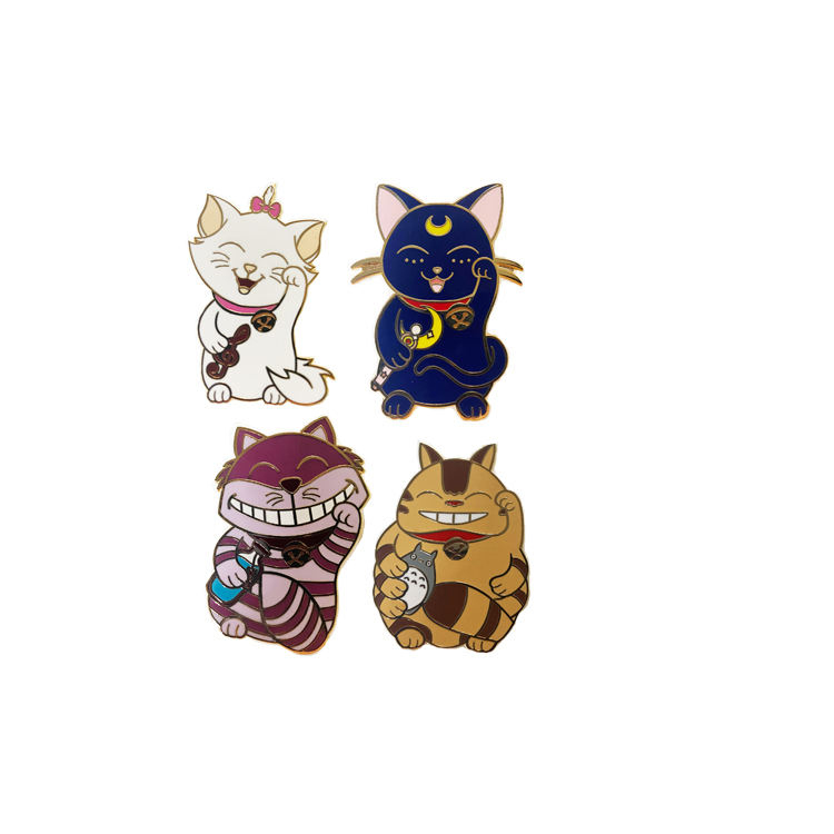 Quà tặng Mạ vàng cứng Men Phim hoạt hình Nam châm Kim loại Ve áo Pin