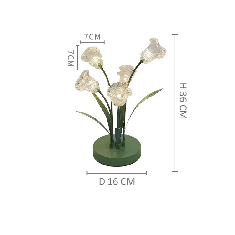 Đèn bàn LED Đèn ngủ đầu giường Đèn bàn hoa tulip thủy tinh