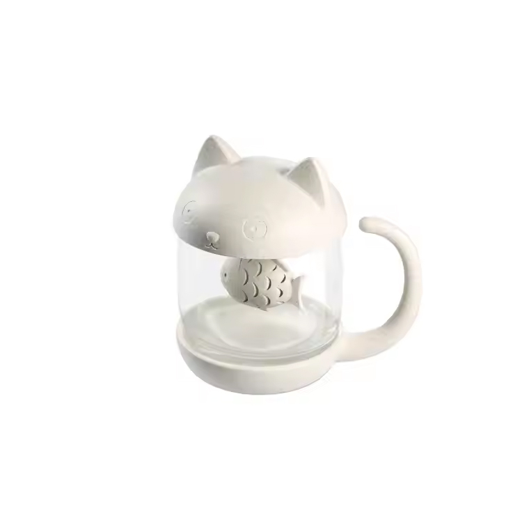 Tea Tea Cup với đồ thủy tinh hình con mèo có bộ lọc cá