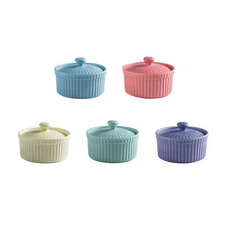 Lò nướng an toàn được cá nhân hóa tròn đáng yêu Suffle ramekin Bowls
