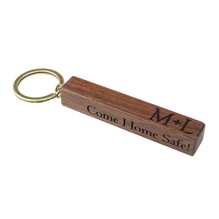 Mặt dây chuyền gỗ chip kim loại Keychain kỷ niệm Khắc phục