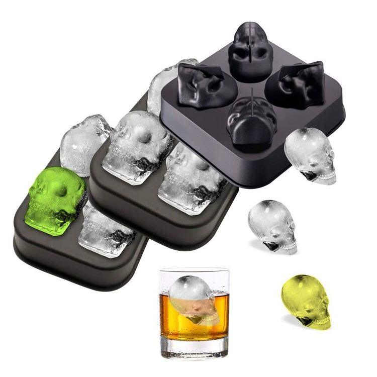 Khay làm đá khuôn silicon 3D Skull Whiskey